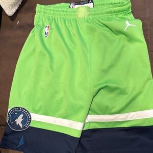 Nike NBA Kids Bright Green and Navy Basketball Minnesota Timberwolves Shorts